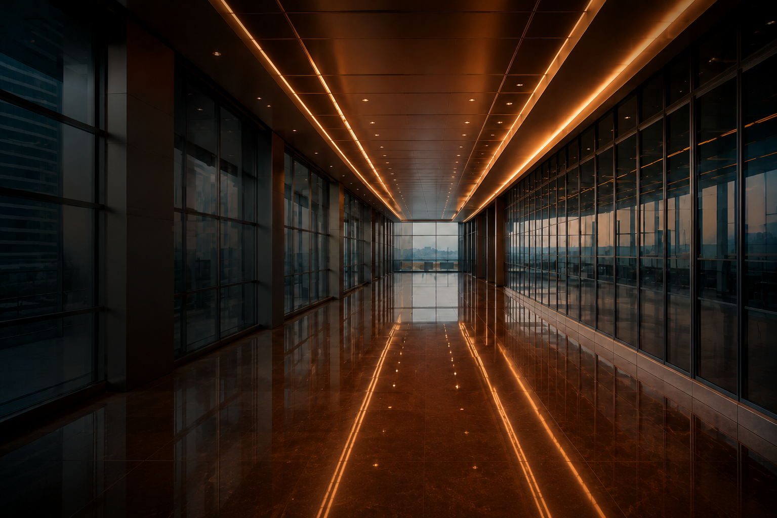 Modern business hallway